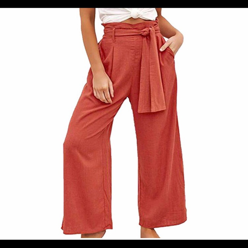 Women's Wide Leg Pants in Rust